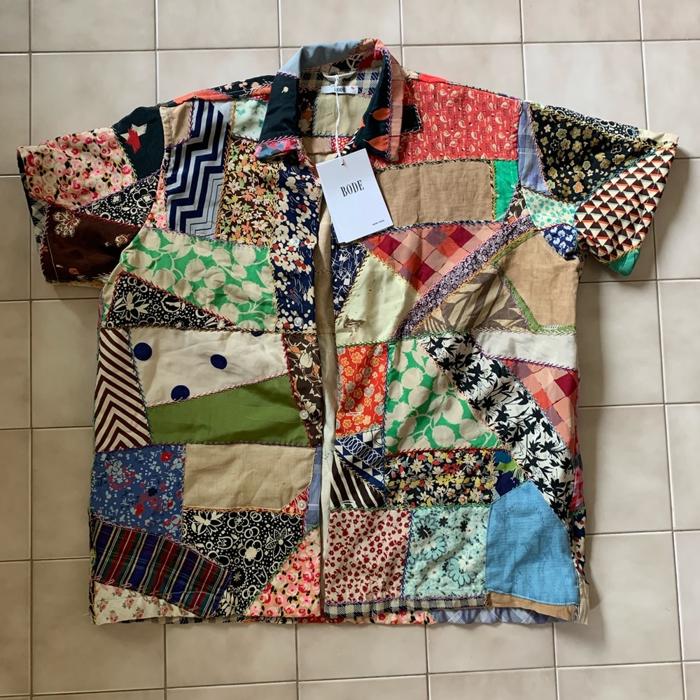 Bode Patchwork Quilt Button Up Shirt